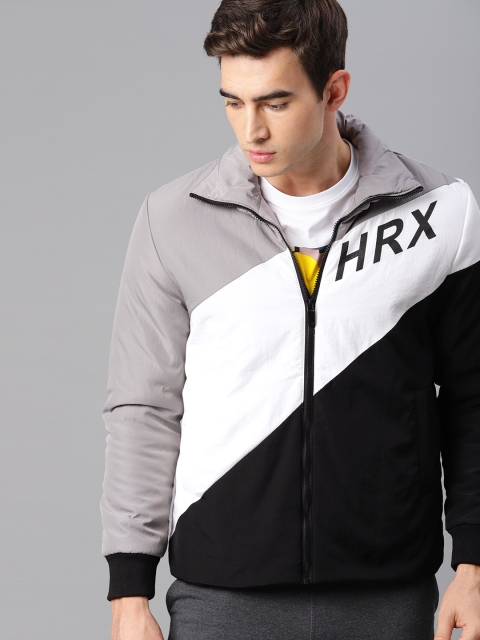 

HRX by Hrithik Roshan Men Black & Grey Colourblocked Lifestyle Jacket
