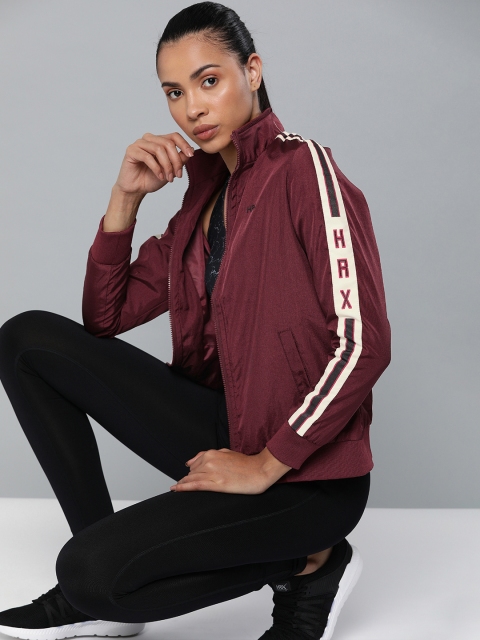 

HRX by Hrithik Roshan Active Women Burgundy Solid Bomber Jacket