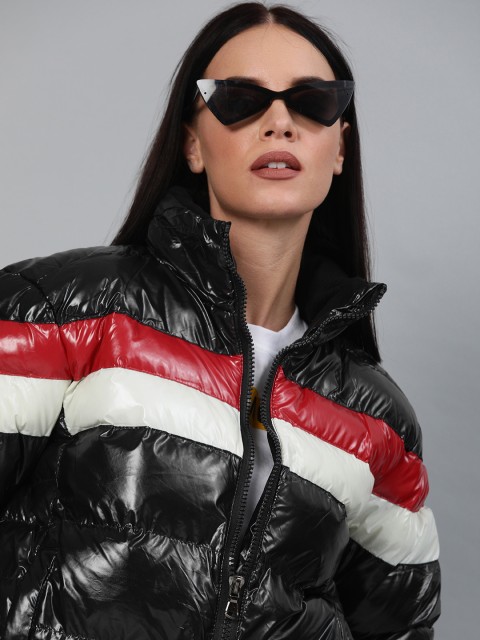 

Harvard Women Navy Blue & White Striped Puffer Jacket