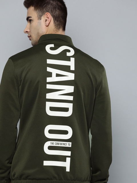 

Harvard Men Olive Green Printed Tailored Jacket