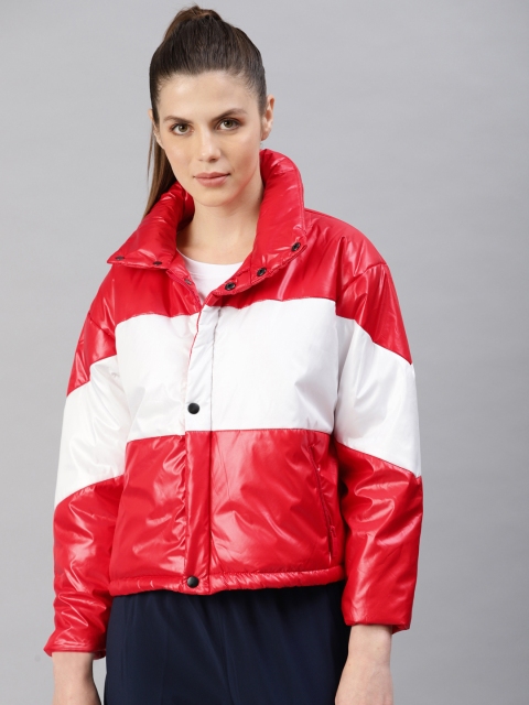 

HRX by Hrithik Roshan Women Red & White Colourblocked Padded Jacket