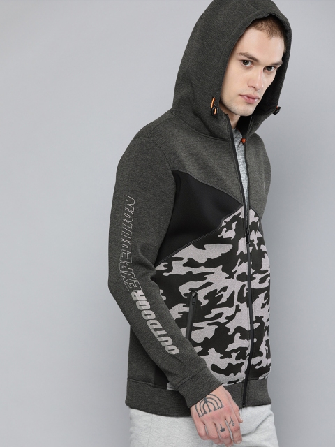 

HRX by Hrithik Roshan Men Grey Camouflage Printed Active Sporty Jacket