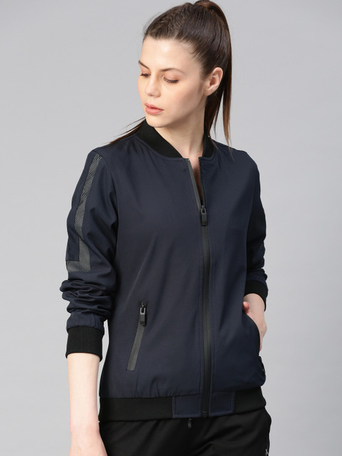 

HRX by Hrithik Roshan Women Navy Blue Active Solid Bomber Jacket