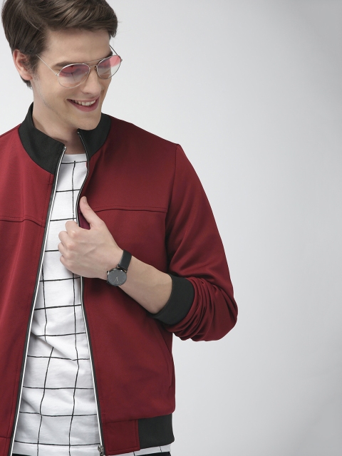 

Mast & Harbour Men Burgundy Solid Bomber Jacket