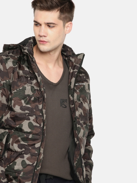 

HRX by Hrithik Roshan Men Green & Brown Printed Puffer Jacket