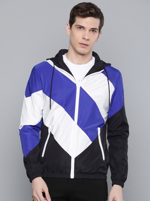 

HRX by Hrithik Roshan Men Black & White Colourblocked Hooded Sporty Jacket