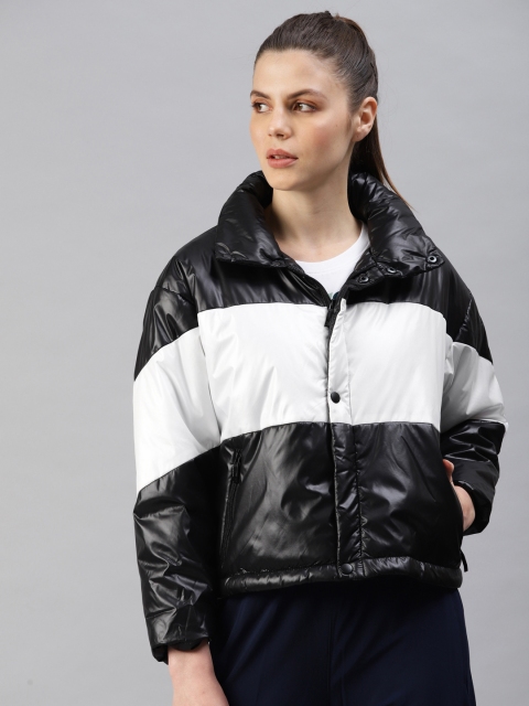 

HRX by Hrithik Roshan Women Black & White Colourblocked Padded Jacket