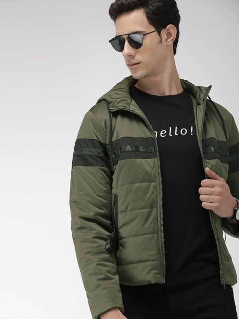 

Harvard Men Olive Green Solid Padded Jacket
