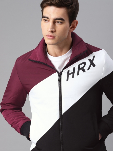 

HRX by Hrithik Roshan Men Burgundy & White Lifestyle Colourblocked Padded Jacket