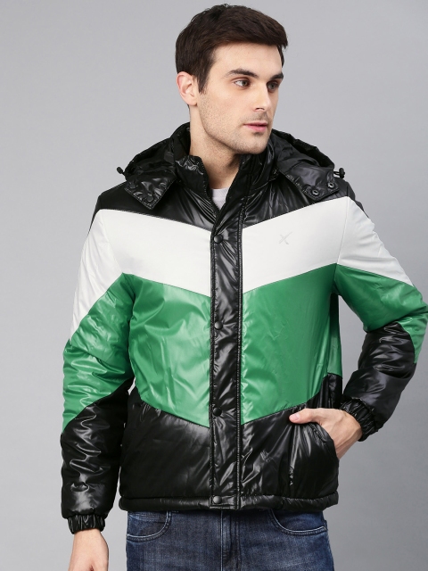 

HRX by Hrithik Roshan Men Black & Green Colourblocked Athleisure Puffer Jacket