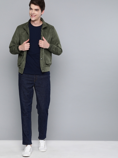 

Mast & Harbour Men Olive Green Solid Bomber