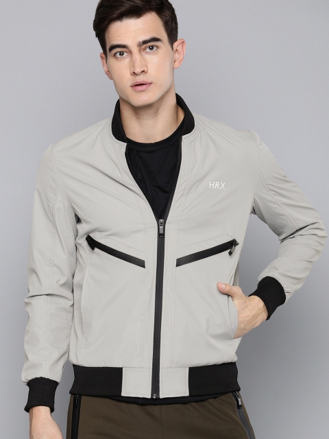 

HRX by Hrithik Roshan Active Men Grey Solid Bomber Jacket