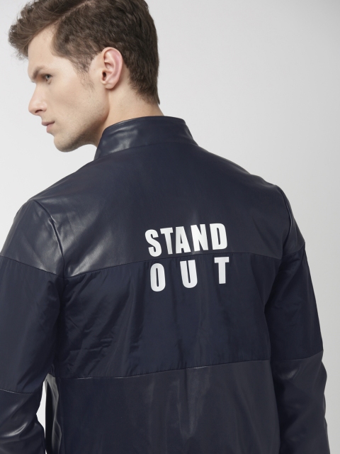 

Harvard Men Navy Blue Solid Bomber Jacket