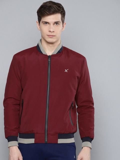 

HRX by Hrithik Roshan Men Burgundy Solid Active Bomber Jacket