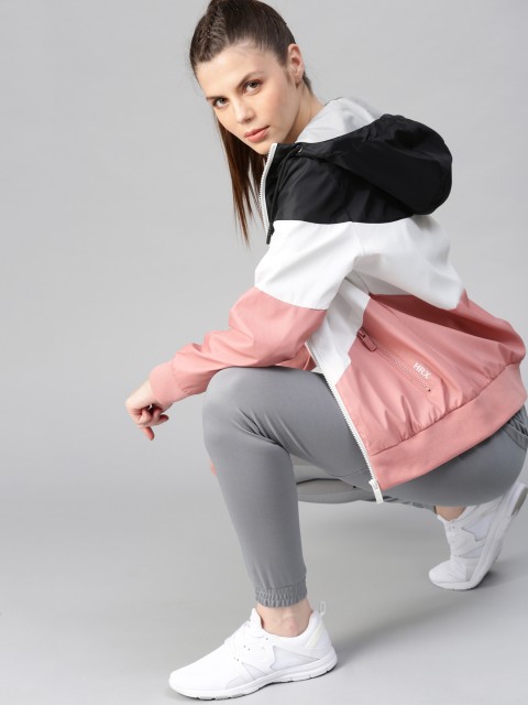 

HRX by Hrithik Roshan Women Black & Pink Colourblocked Jacket