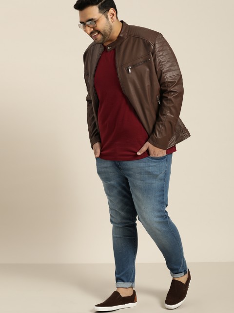 

Sztori Plus Size Men Brown Solid Tailored Jacket
