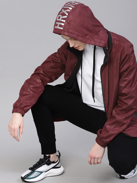 

HRX by Hrithik Roshan Women Black Printed Training Hooded Camouflage Sporty Jackets, Maroon