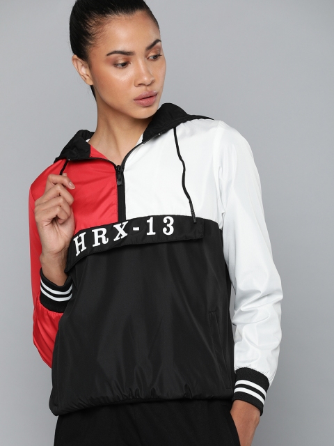 

HRX by Hrithik Roshan Women Black & Red Colourblocked Lifestyle Bomber Jacket