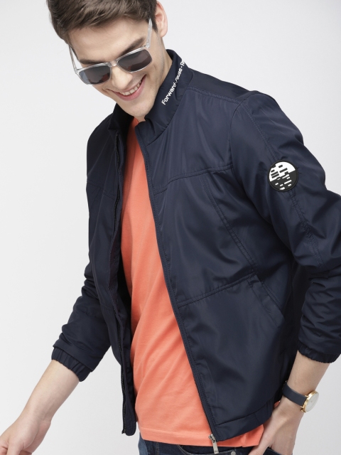 

Mast & Harbour Men Navy Blue Solid Bomber Jacket