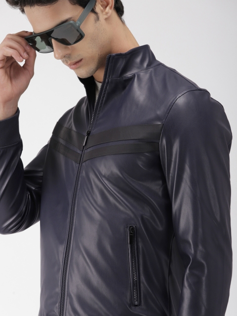 

Harvard Men Navy Blue Solid Bomber Jacket