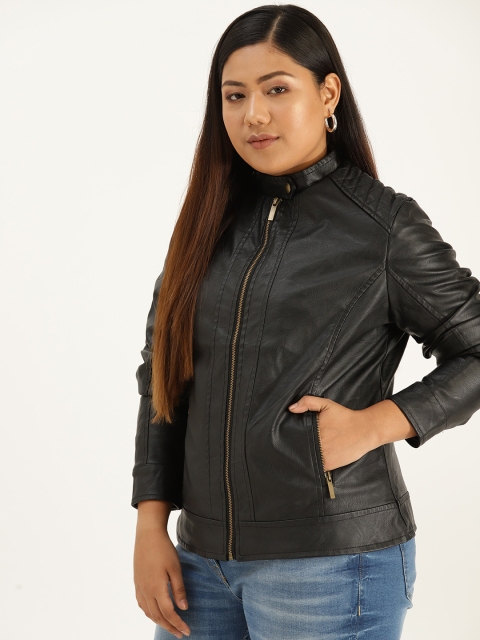 

Sztori Plus Size Women Black Solid Tailored Jacket