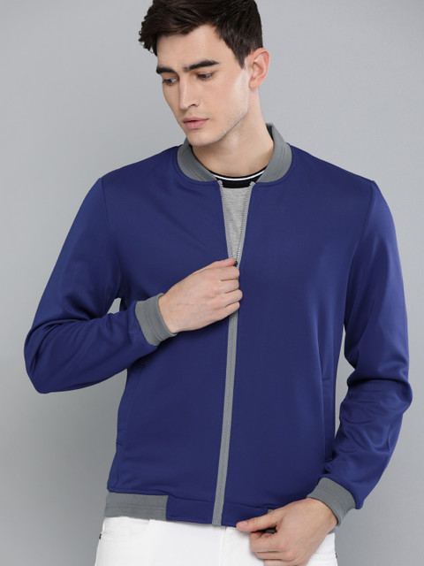 

Harvard Men Blue Solid Bomber Jacket