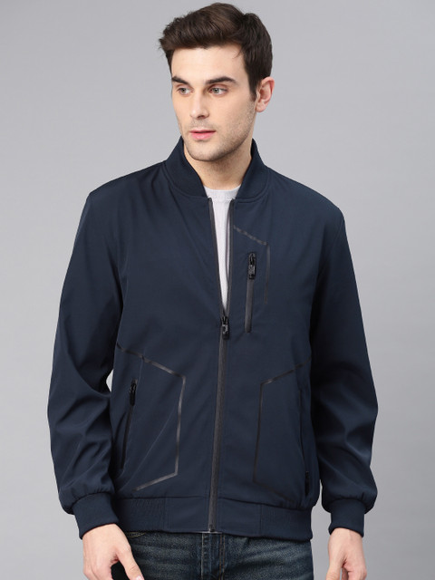 

HRX by Hrithik Roshan Men Navy Blue Solid Bomber Jacket