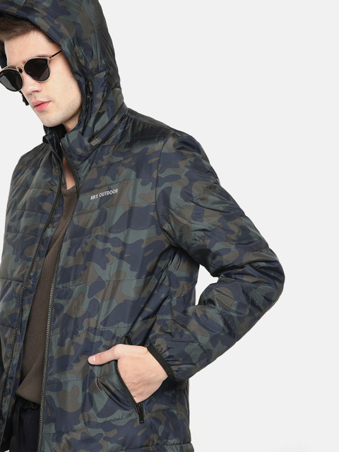 

HRX by Hrithik Roshan Men Navy Blue & Olive Green Printed Jacket