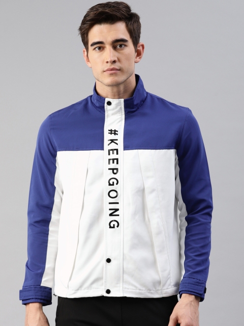 

HRX by Hrithik Roshan Active Men White & Blue Colourblocked Sporty Jacket