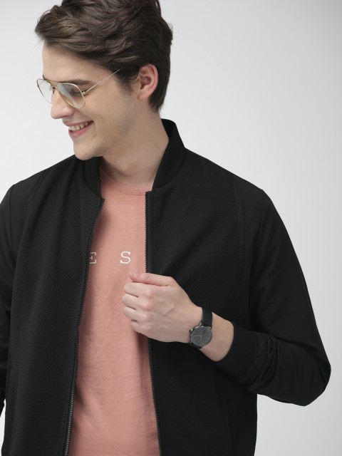 

Mast & Harbour Men Black Solid Jacket