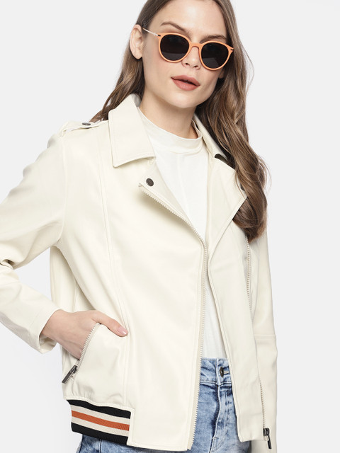 

Harvard Women Off-White Solid Jacket