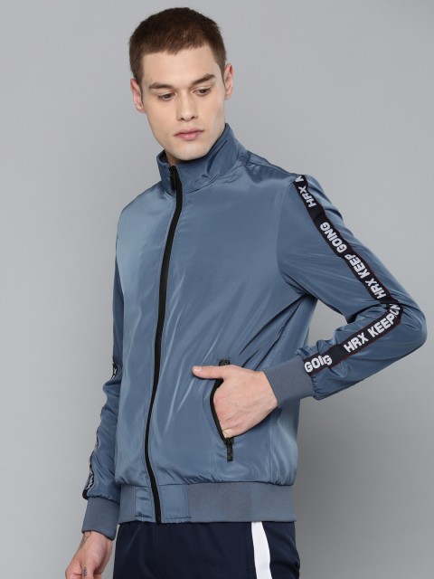 

HRX by Hrithik Roshan Men Blue Active Solid Bomber Jacket