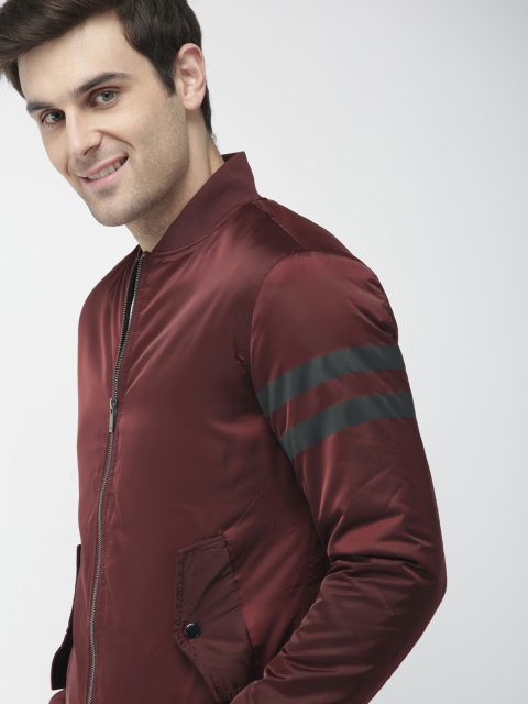 

Mast & Harbour Men Maroon Solid Jacket