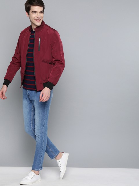 

Mast & Harbour Men Maroon Solid Bomber