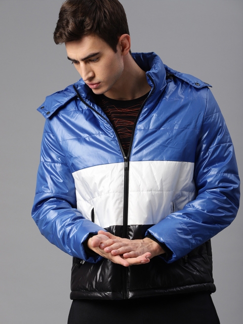 

HRX by Hrithik Roshan Men Blue& White Lifestyle Colourblocked Padded Athleisure Jacket