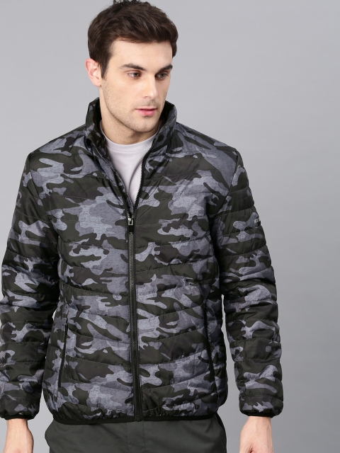 

HRX by Hrithik Roshan Men Olive Green & Blue Camouflage Printed Athleisure Puffer Jacket