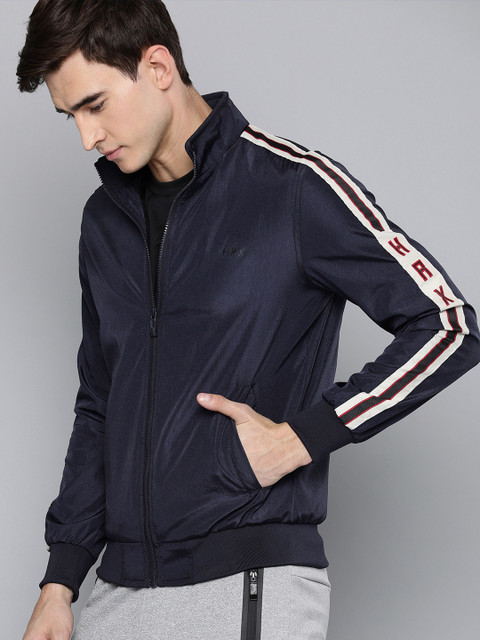 

HRX by Hrithik Roshan Active Men Navy Blue Solid Bomber Jacket