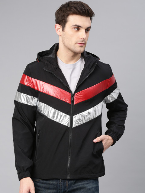 

HRX by Hrithik Roshan Men Black & Red Striped Puffer Jacket