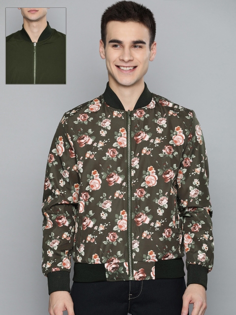 

Mast & Harbour Men Olive Green Reversible Bomber