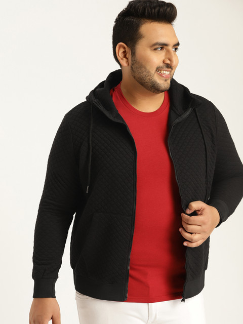 

Sztori Plus Size Men Black Solid Quilted Jacket
