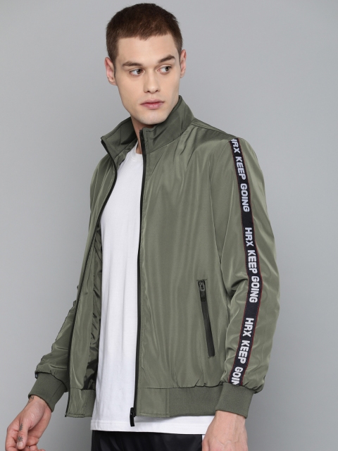 

HRX by Hrithik Roshan Men Olive Green Active Solid Bomber Jacket