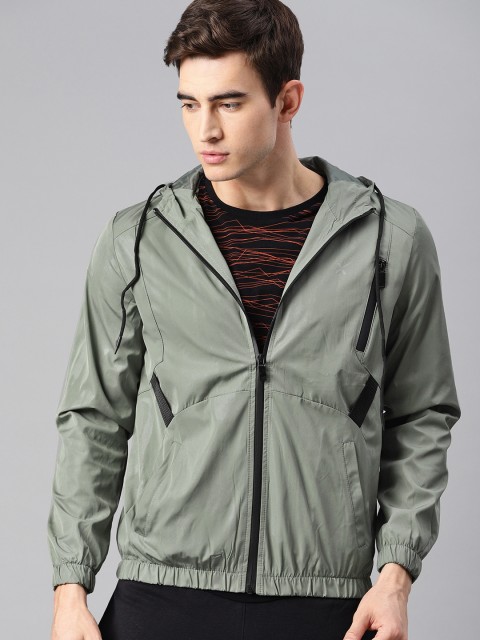 

HRX by Hrithik Roshan Men Grey Active Solid Hooded Bomber Jacket