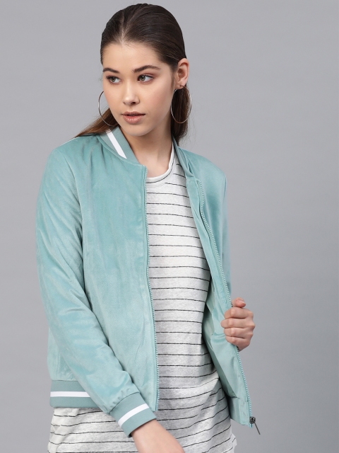 

Harvard Women Blue Printed Back Suede Finish Varsity Jacket
