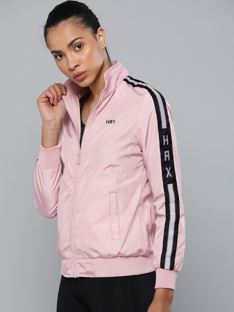 

HRX by Hrithik Roshan Active Women Pink Solid Bomber Jacket