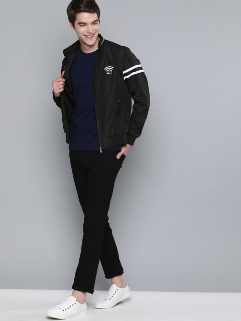 

Mast & Harbour Men Black Solid Bomber Jacket