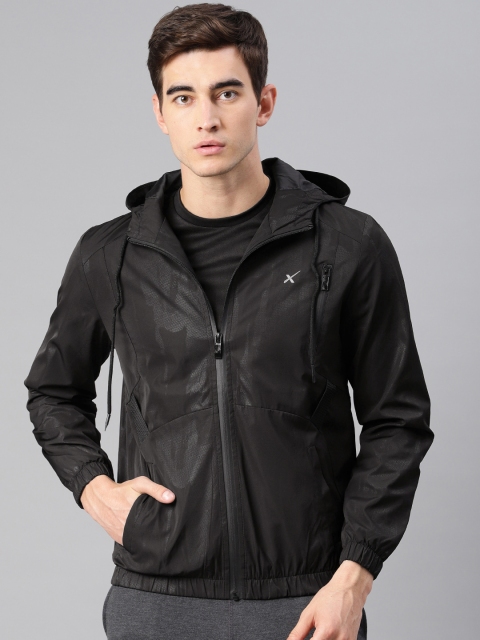 

HRX by Hrithik Roshan Men Black Solid Hooded Bomber Jacket