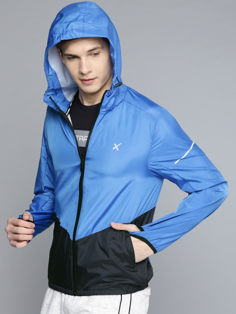 

HRX by Hrithik Roshan Men Blue Colourblocked Active Hooded Training Sporty Jacket