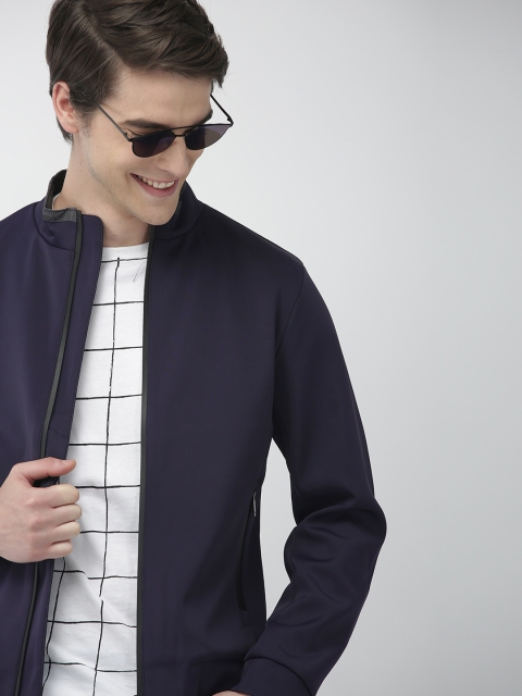 

Mast & Harbour Men Navy Blue Solid Padded Jacket