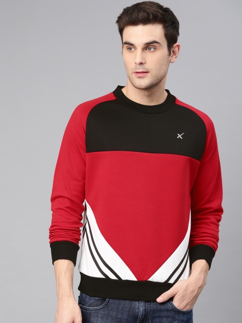

HRX by Hrithik Roshan Men Red & Black Colourblocked Sweatshirt
