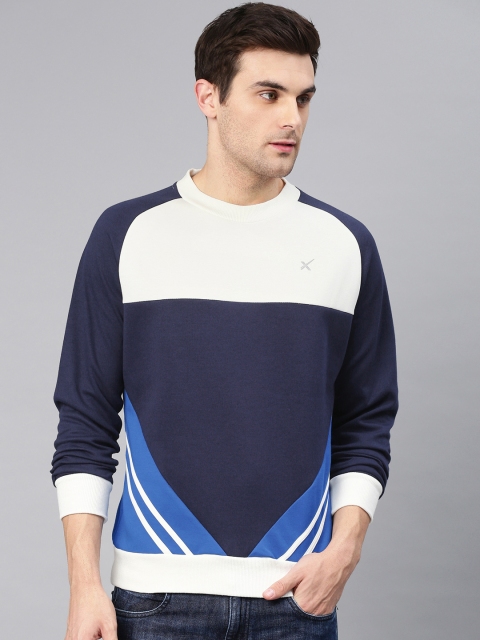 

HRX by Hrithik Roshan Men Navy Blue & White Colourblocked Sweatshirt